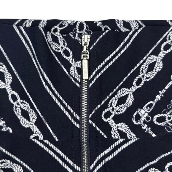 JOSEPH RIBKOFF Women's Sleeveless Naval Patterned Dress Sz 6 Navy - Picture 4 of 6